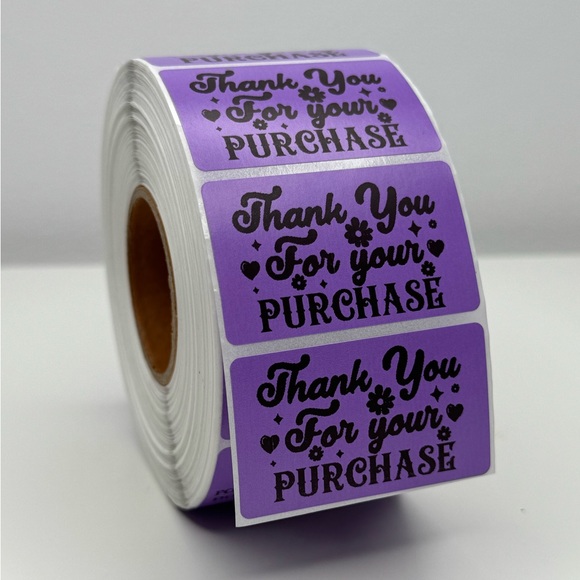 Thank you for your purchase purple sticker | Shipping supplies labels NeW - Picture 5 of 8